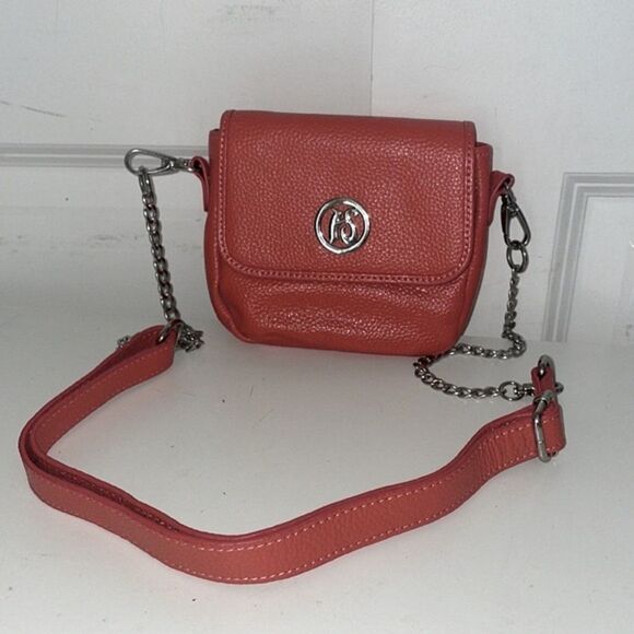 Leather Crossbody Bag with Chain Strap - Picture 1 of 16